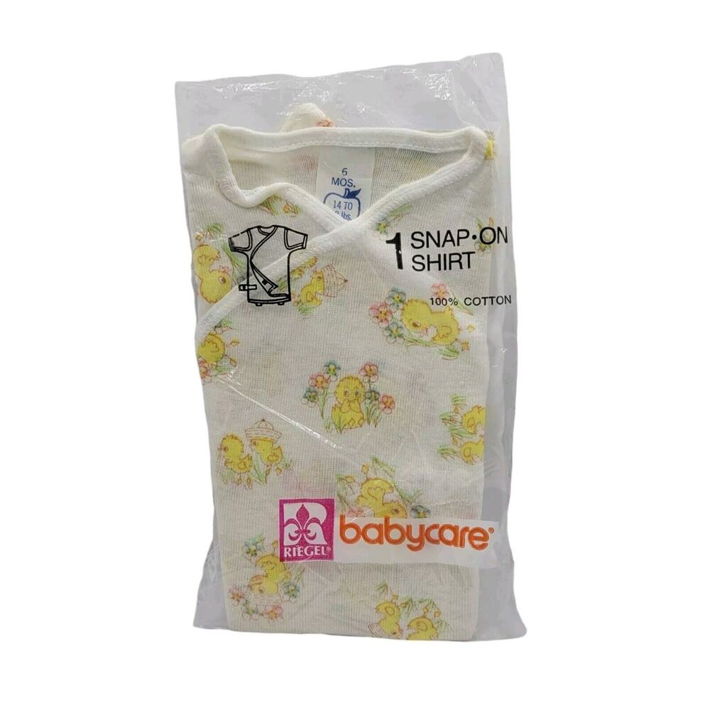Riegel Babycare Yellow Duckling Duckies Short Sleeve Snap On Shirt 6 Months NIP